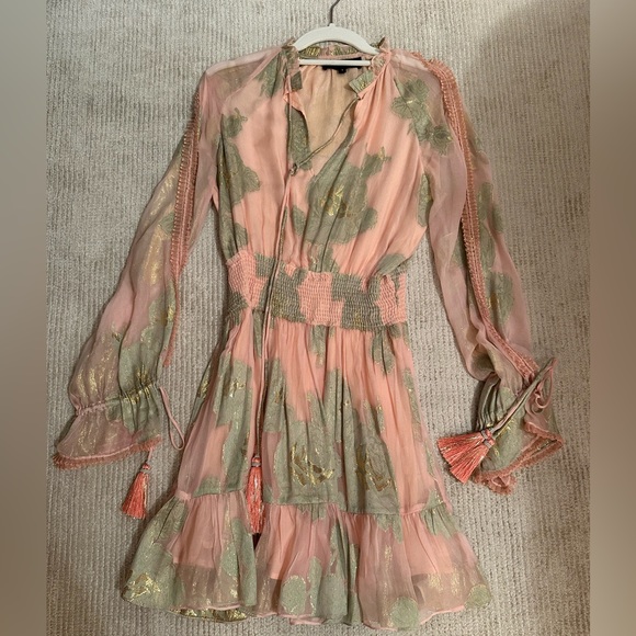 HEMANT & NANDITA Dresses & Skirts - HEMANT & NANDITA Blush and Sage Mini Dress